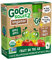 Gogo Squeez Pouches Fruit Blend Snack Organic Apple Apple 4 pack Product Box